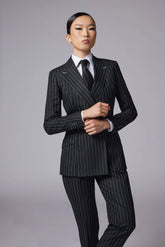 Celeste Double Breasted Blue Stripe Suit Alexandra Dobre
